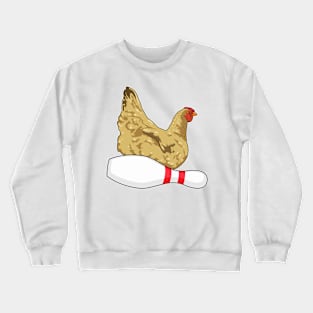 Chicken at Bowling with Bowling pin Crewneck Sweatshirt